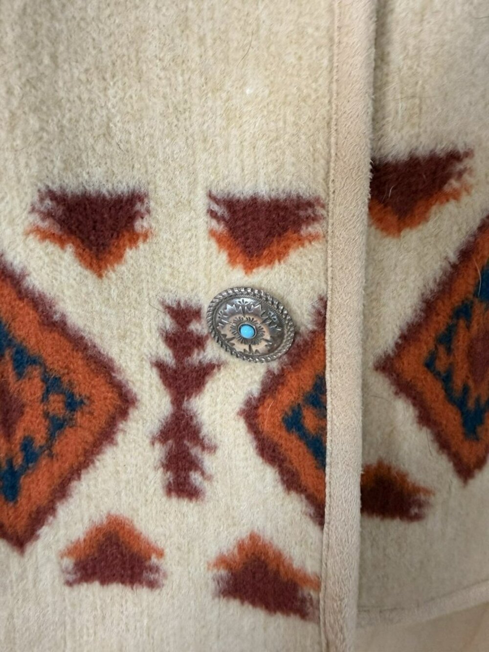 Orvis Womens Medium Southwestern Aztec Fleece Vest Button Front Pockets - Picture 4 of 13